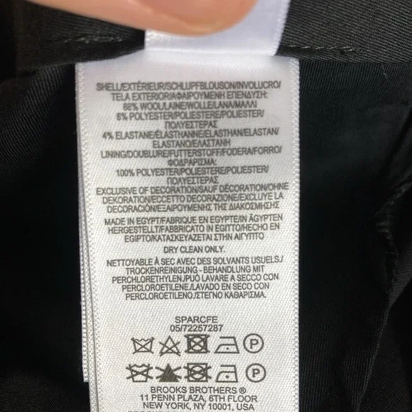 Brooks Brothers Mens Classic fit Dress Pants 42W 30L Black Solid Stretch Wool - Picture 4 of 8